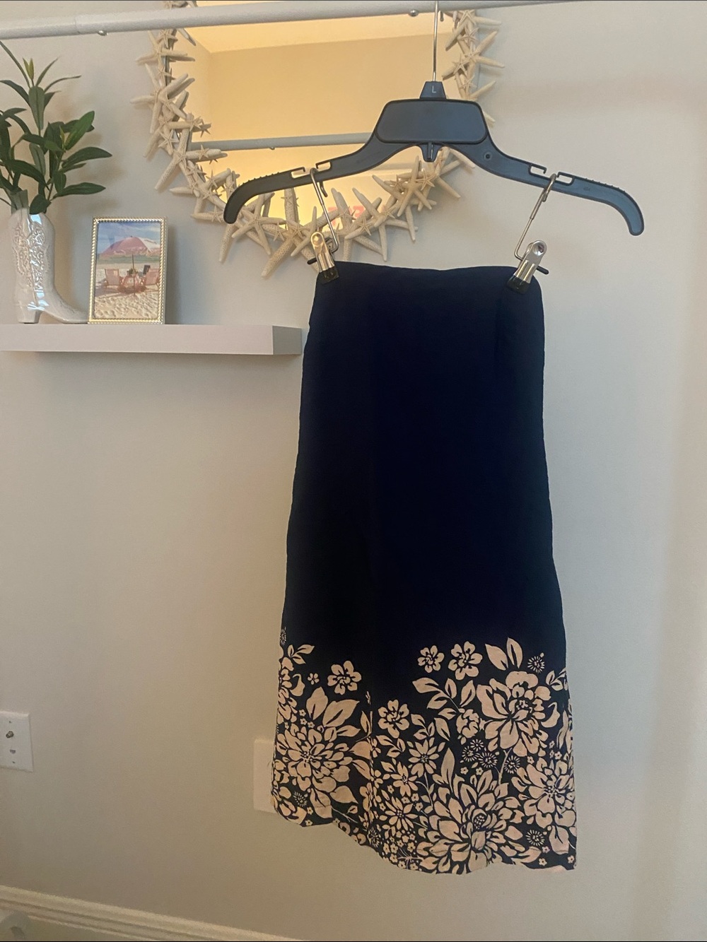 Women’s Blue Floral Hem A-Line dress